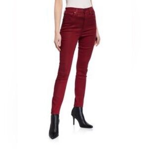 Alice + Olivia Jeans High Rise You Look Good Skinny Jeans Size 26 Burgundy Color